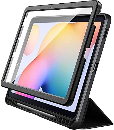 Сверхпрочный калъф-за награда SaharaCase за Samsung Galaxy Tab S6 Lite (2020/2022) [устойчив на удари бронята] Здрава устойчива на плъзгане дръжка, тънка поставка (черен)