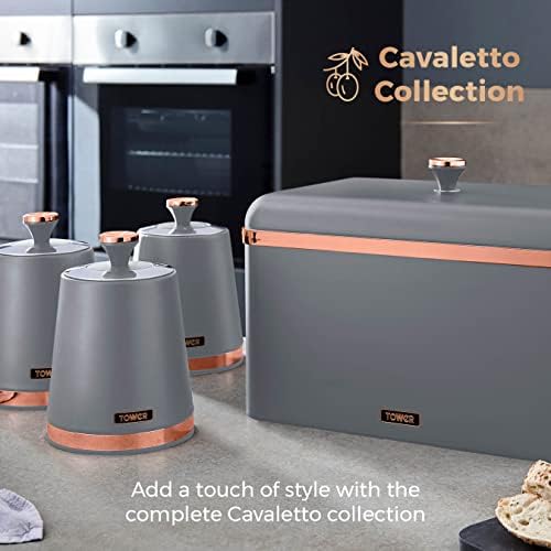 TOWER T826131 GRY Cavaletto Комплект от 3 кухненски буркани за съхранение, комплект за чай, кафе, захар, здрава въглеродна стомана,