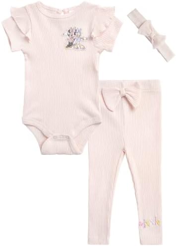 Комплект дрехи за новородени момичета Disney Baby - Боди, Панталон, Обувки, Шапка: Мини Маус, Мечо Пух, Бамби (0-9 м)