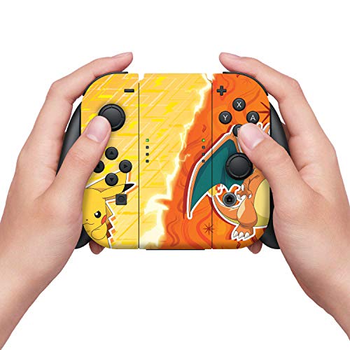 Комплект кожи за геймпада Nintendo Switch и защитно фолио за екран - Pokemon - Комплект 1 Пикачу срещу Чаризарда -