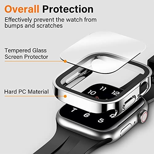 DJDLFA Стъкло + Калъф за Apple Watch case 45 мм 41 мм Аксесоари 44 мм 40 мм Темперирано Защитно фолио за екрана