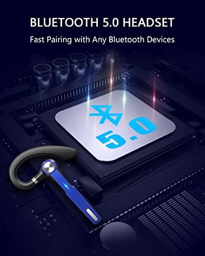 Bluetooth слушалка JOYHOOSH, Bluetooth-слушалка с микрофон, Bluetooth-слушалка за шофьори на камиони до 50 часа със зарядно, калъф, слушалки в ушите, Безжични слушалки за дейност, офис