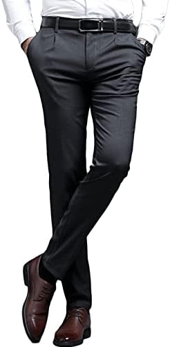 Maiyifu-GJ Мъжки елегантен Панталон Slim Fit, Класически Панталон за ежедневна костюм с Прав Штанинами, Леки Бизнес Панталони, Устойчиви На бръчки