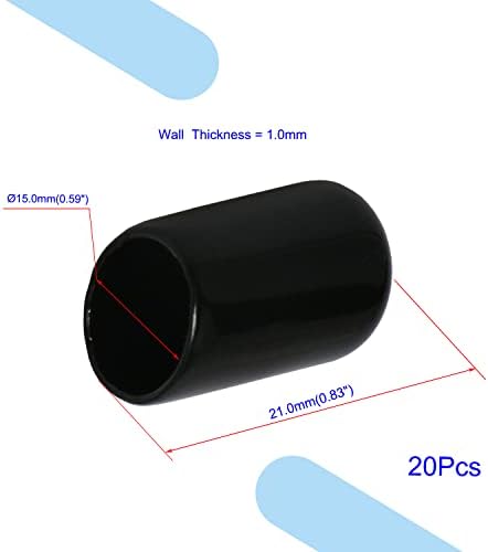 Aopin Гумена Капачка Торцевая делото 0,59 инча (15 мм), Протектори за винтови резби PVC Гъвкави Тръби Защитен Болт за тръби Протектор за винтови резби Защитно покритие | за