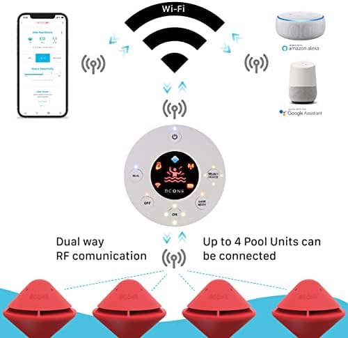 Интелигентна система за сот плаващ басейн BCone, съвместима с Alexa и Google Assistant, свързване чрез Wi-Fi, управление