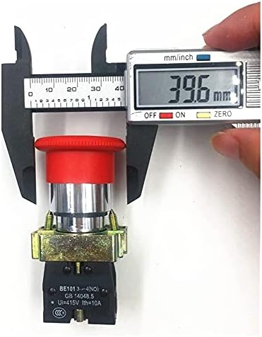 UNCASO 1 бр. NC без миг определяне 22 мм Червен Грибовидный бутон превключвател за аварийно спиране 600 10A NP2-BE101 Лифт за оборудване (Цвят: Nc, размер: определя)
