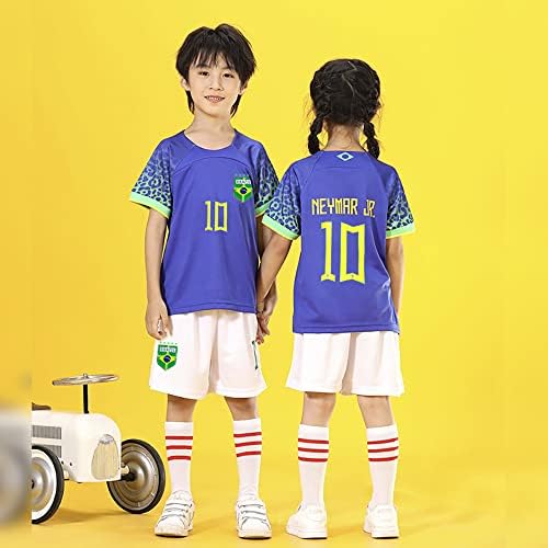 Casmyd Бразилия Футбол Фланелка + Шорти Деца 2022 световното Първенство по футбол Ney'MARR #10 Футболни Джърси Комплект Спортни Тениски за Момчета/Момичета