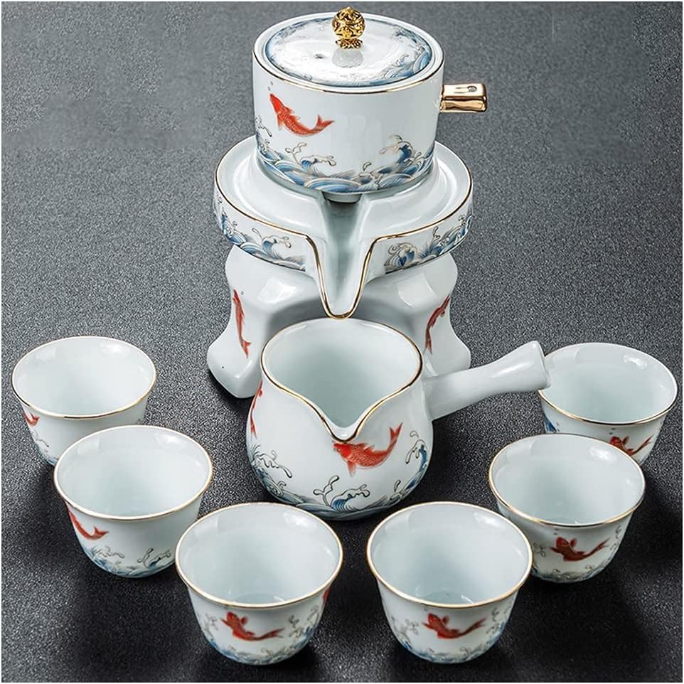 Китайски Чай RAZZUM Gongfu, Китайски Полуавтоматични Чай, Ретро Чай, Чай с цвят на Морска вълна, Полуавтоматични кана с 6 Чаши Традиционния чай Кунг-фу, Комплект за чай сак?