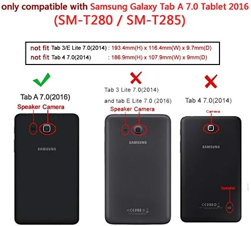 UUcovers Калъф за таблет Galaxy Tab A 7.0 инча (SM-T280/T285), устойчив на удари калъф от изкуствена кожа и мек TPU отзад с Отделения за карти, Титуляр за моливи [Магнитен фигура] за Samsung