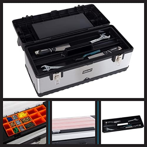Здрава кутия за инструменти - Оборудван с организатора за малки части с 18 клетките и подвижна чекмедже - Преносима