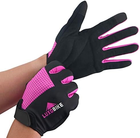 Велосипедни Ръкавици LuxoBike, Велосипедни Ръкавици, Велосипедни ръкавици за жени - Леки и Дишащи Амортизационен Спортни Ръкавици за Целия пръст със Сензорен екран - П?