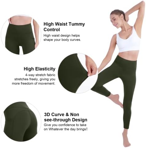 vnnink Професионални Гамаши за йога за Жени [Ултра Еластични, Меки] Панталони за йога с висока талия и контрол