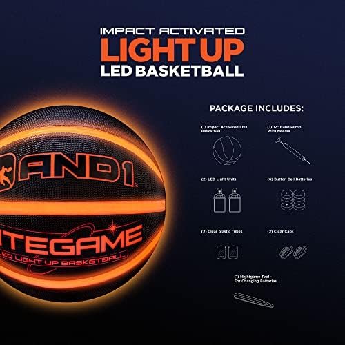 Баскетболна топка AND1 Nitegame с led подсветка - свети в тъмното с активирането на удара - Баскетболна топка със стандартен