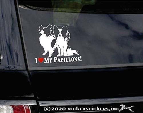 Аз обичам Своите Папильоны | Vinyl Стикер На прозореца за кучета NickerStickers®