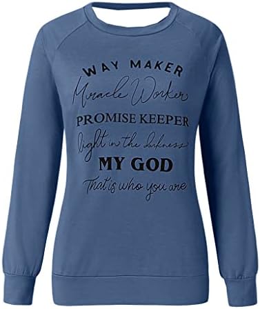 Oplxuo Way Maker, Риза My GOD, Дамски Hoody с дълъг ръкав, Графичен Пуловер с Писмото Принтом, Потници, Тениска с кръгло