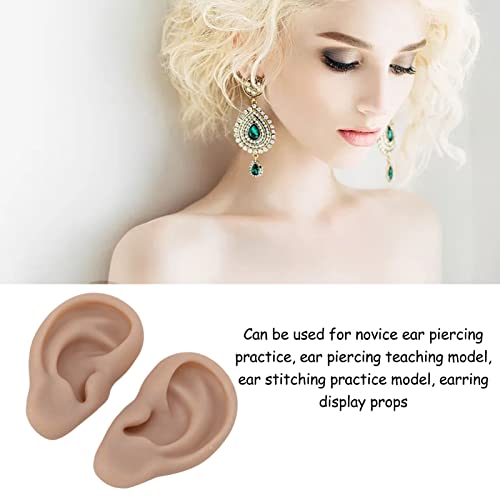 1 Чифт Силиконови Модели Уши, Мека Гъвкава Симулация модел на Ушите за Показване на Обеци, Упражнение за Пробиване на Уши (Тъмен цвят на кожата)
