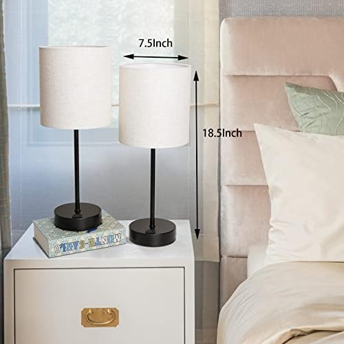 Настолна лампа YAMEIWAN Touch за прикроватной нощни шкафчета, 3-лентов лампа с регулируема яркост и кръгли бели абажуром,