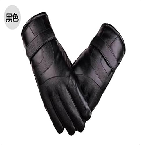 N/A Кожени Ръкавици Зимни Мъжки Плюс Кадифе Дебели Топли Памучни Ръкавици за езда на открито, Ски ръкавици за сензорен екран (Цвят: B размер: Един размер)