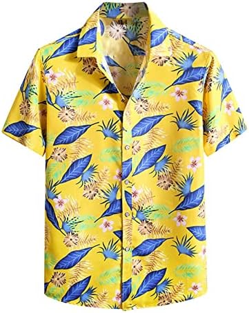 Хавайска Риза за Мъже, Мъжки Ризи с Къс Ръкав, Ежедневни Летни Върховете на Копчета с Флорални Принтом, Плажни Удобни Блузи