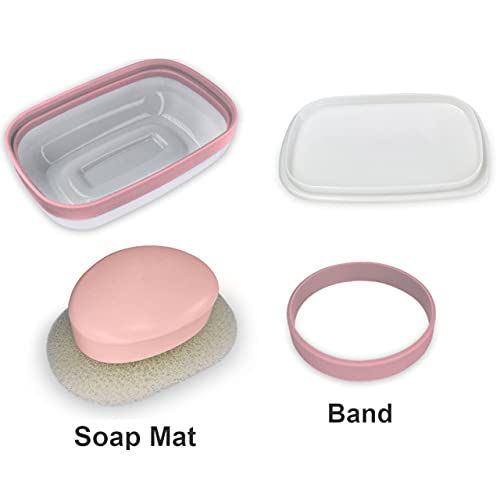 Kiasona 2 опаковки Пътни Мыльниц, Кутия за сапун, Контейнер за Прибори, с Гъба и каишка, за Пътуване (Синьо и розово)