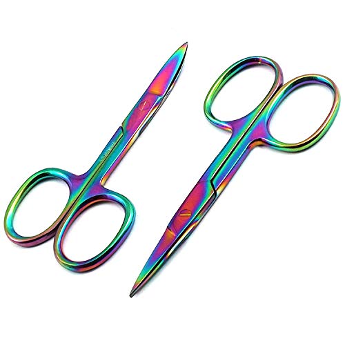 LAJA ВНАСЯ Комплект от 2 Многоцветни Титанови Преливащи Ножица за нокти на Епидермиса, прави и Извити 3,5