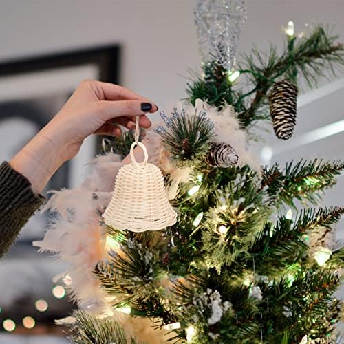 GALPADA Коледни Звънчета от Ратан Украшение Сплетен Окачен Звънец Декорация на Тъкани Свирки Висулка Коледно