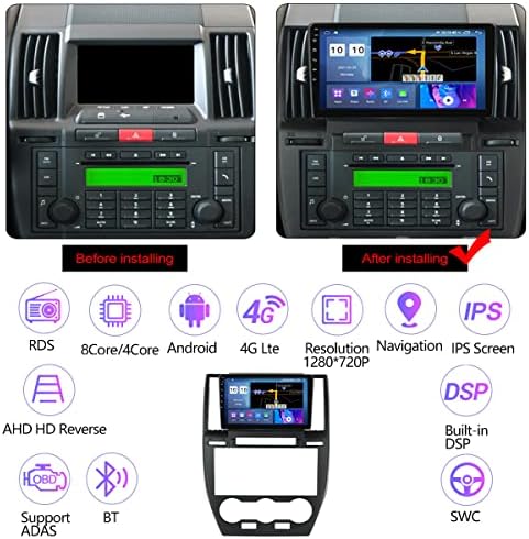 FBKPHSS Радиото в автомобила на двоен Din Стерео за Land Rover Freelander 2 2006-2012, Мултимедиен Сателитен GPS-навигатор + Камера за задно виждане, Поддръжка Carplay WiFi/Mirror Линк/Bluetooth, M150s