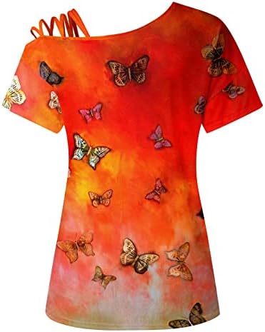 WONCHYEI / Летни Потници за жени, Модни и Ежедневни тениска с кръгло деколте и Градиентным Принтом, Тениска с Къси Ръкави и