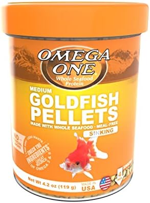 Пелети Omega One за златни рибки, потъва, средни топчета 4 мм, 4,2 унции