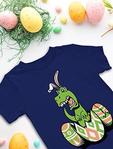 Великден Риза Trex За момчета, Тениска с изображение на Динозавър и Зайци, Яйца за бебета и деца