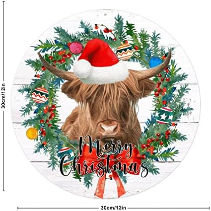 Добре дошли Знак ArogGeld Входна Врата С Коледа, Венец от Високопланинско Крави, Кръгла Метална Табела, Селска