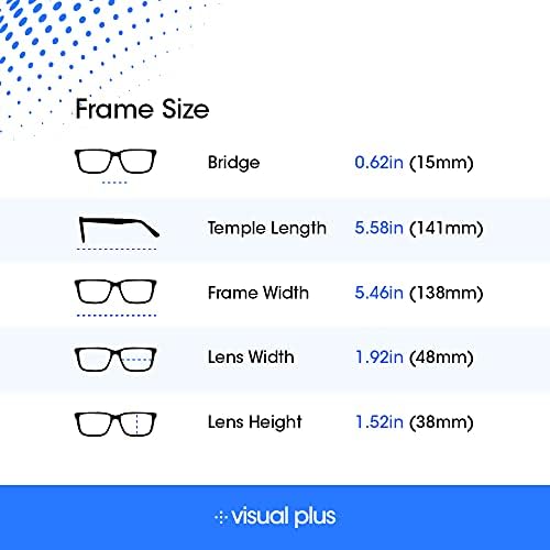 Очила за четене Visual Plus, Блокиране на Синята светлина, за мъже и жени | За защита от пренапрежение на очите, Очила