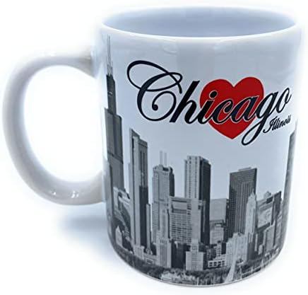 Aeisage Чикаго Чаша 11 грама Керамични Сувенири Чаша Chicago City Skyline Red Heart Love Чикаго Чаша за Подарък