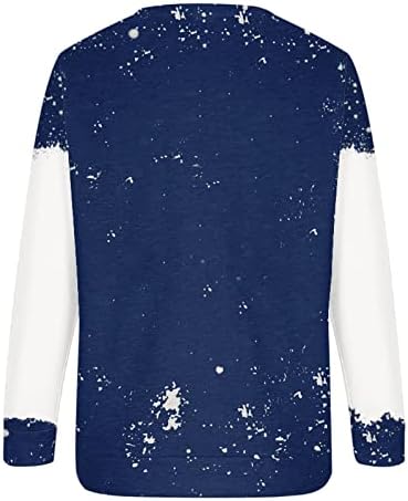 Пуловери-Блузи за жени с Коледните Принтом, Многоцветен Пуловер с кръгло деколте, Есенни Ризи за Жени