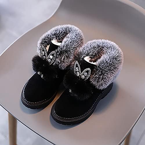 Обувки за бебета, топла и мека обувки за малки момичета, Обувки принцеса, Мода памучни ботуши с кичури вълна, Зимни