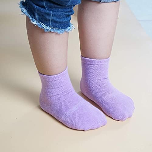 Нескользящие чорапи CozyWay Crew Grip, 12 Двойки за момичета, Пастелни цветове, 3-5 години