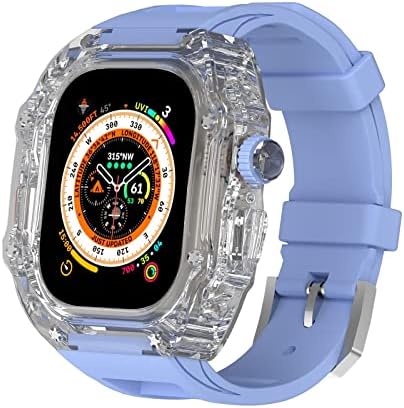 ANKANG за Apple Watch Ultra 49mm министерството на отбраната Kit серия 8 7 6 5 4 SE Каишка-гривна Каишка за часовник Лек Здрав Калъф Защитен калъф 44 мм 45 мм на 49 мм (Цвят: T, размер: Ultra 49 м