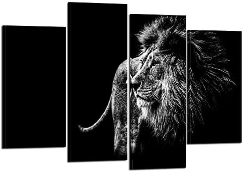 Творческа Изкуството На Черно - Бял Портрет На Формата На Главата На Лъв, Стенни Художествена Живопис, Печат Върху Платно, Изображение На Животното За Съвременния Д