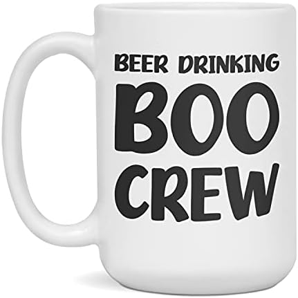Чаша за пиене на бира BOO CREW на Хелоуин, За любителите на бира, Бяла, с тегло 11 грама