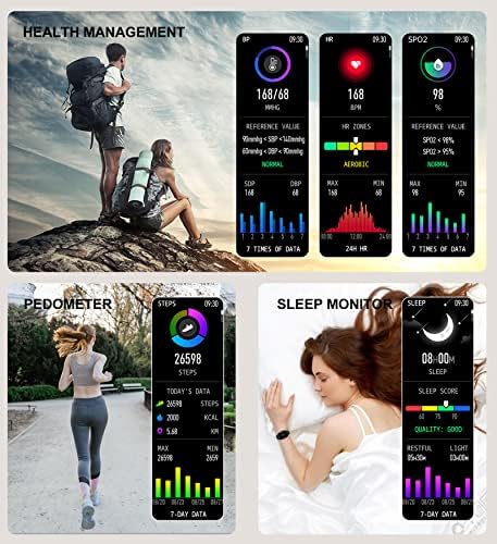 Смарт часовници Iret за жени (приемане на повиквания /набор на място), фитнес тракер, Водоустойчив смарт часовници за телефони с Android и iOS, цифров часовник с пълен сензо
