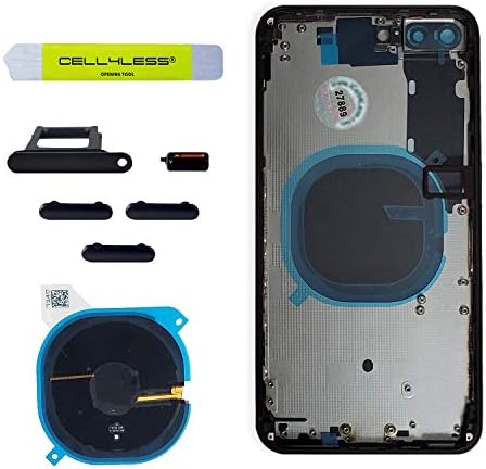 Делото CELL4LESS в събирането на Метална рамка с задно стъкло - Тава за sim-карти, frame фотоапарат и обектив за iPhone Plus 8 БЕЗ лого (червен)