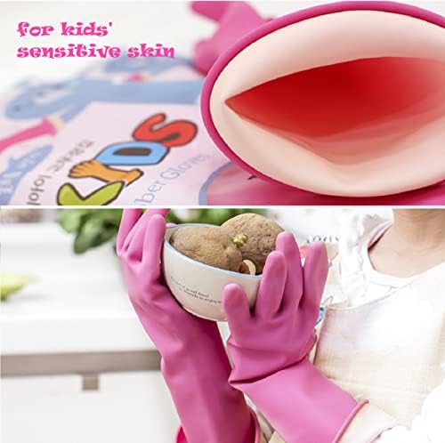 За многократна употреба Водоустойчиви Гумени Латексови Ръкавици За Защита на Ръцете за бебета, малки деца/Приготвяне на Храна, Миене на съдове, Почистване, Боядисв