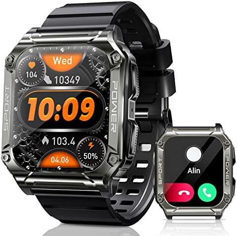 Умен часовник-Военни Умни часовници за мъже, 2 Военни часовници с Bluetooth-разговори IP69, Водоустойчив Умни