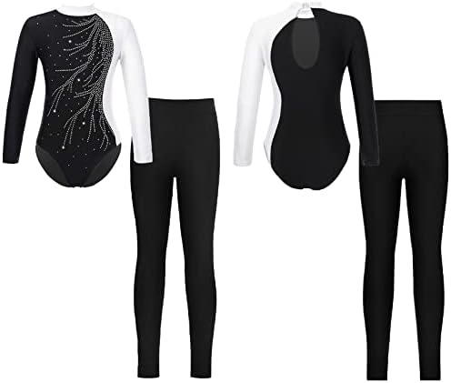 LiiYii/Комплект Спортни облекла За момичета с дълги Ръкави, Балет Облекло за Танци, Спортен Костюм, Гимнастически