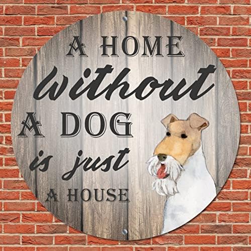Забавна Кръгла Метална Табела с Куче Къща Без Куче-Това е Просто Къща, Декоративен Венец, Знак за домашни Кучета, Вратата