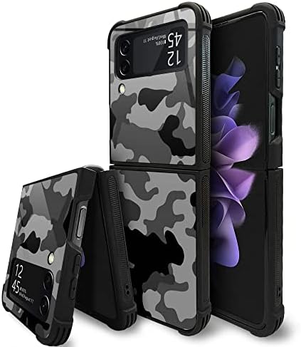 DAIZAG е Съвместим с калъф за Samsung Galaxy Z Flip 3 5G, Сив камуфляжный дизайн, който предпазва от надраскване, от