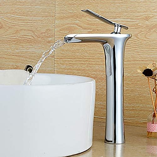Raxinbang Модерен Сребърен Смесител За мивка В Банята на Хотела - Водопад С Една Дръжка и Един Кран / Месинг