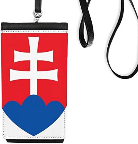 Словакия Европа Национална Емблема На Телефон Портфейл Портфейл Окачен Мобилен Калъф Черен Джоба
