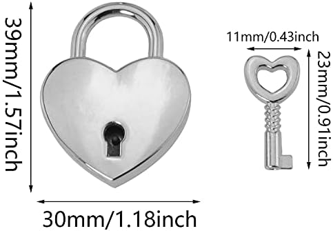 ZCZQC Love Lock 2 бр. Златни и Сребърни Малки Висящи Замъци във формата на Сърце с Ключ за подарък Кутия за Бижута