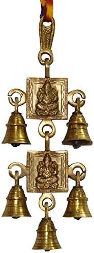 Devyom Ръчно изработени Shubh Labh God Ganesha/Стенен Камбанка Ганеша, Украса за Метални Врати от Месинг, Шри Ганеш и Лакшми